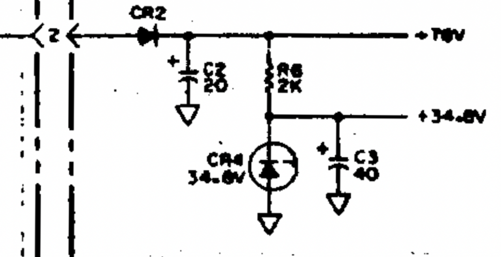Board A21, +34.8V Supply, <2< is an AC transformer winding